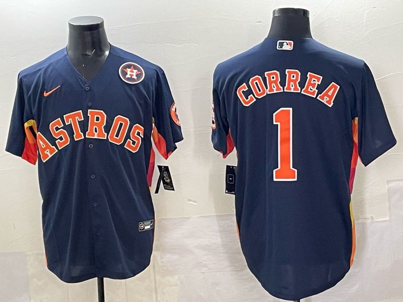 Men 2025 Houston Astros #1 Correa Blue Nike MLB Jersey 8204->houston astros->MLB Jersey